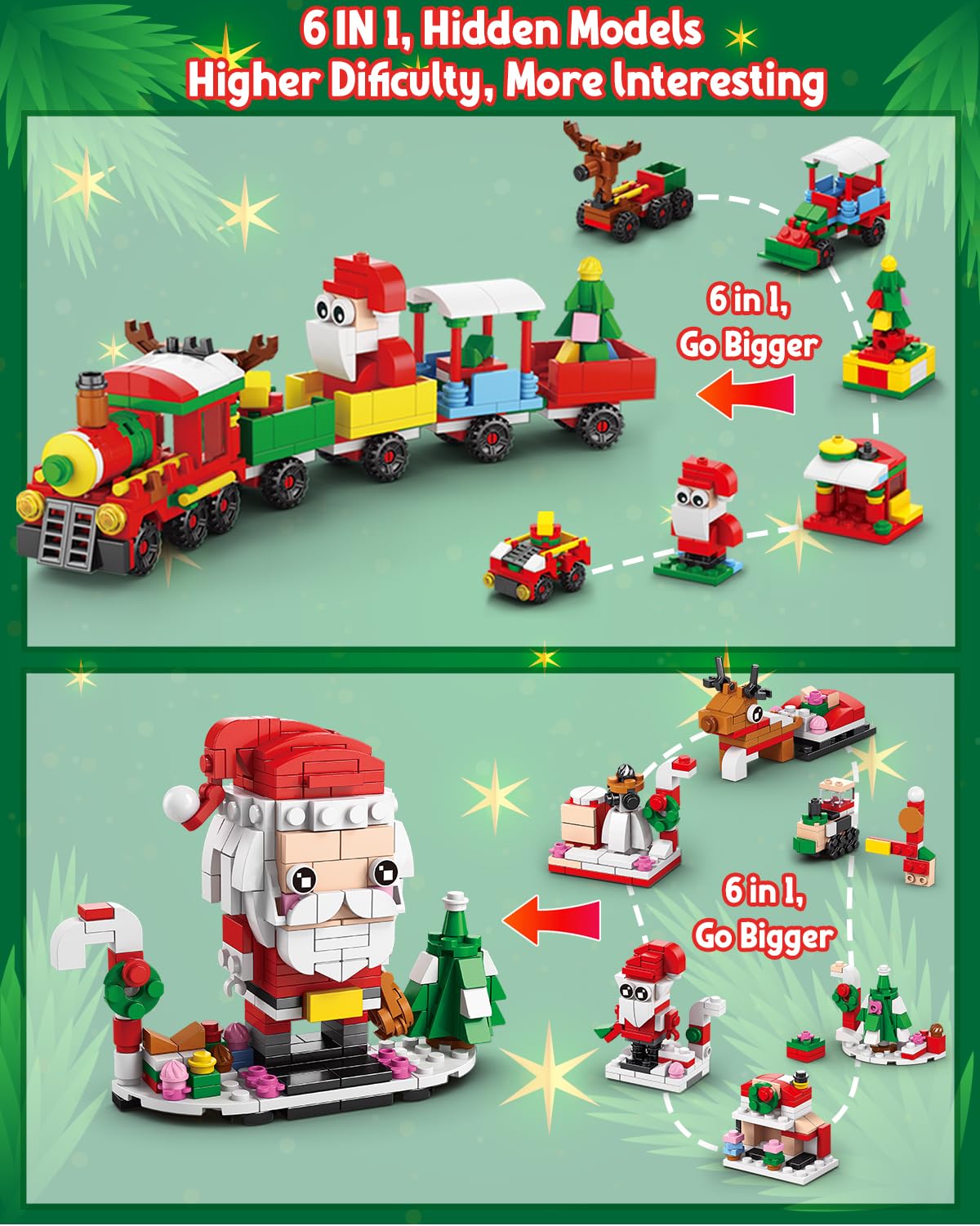 Kids Advent Calendar 2025, Xmas Themed Building Blocks for Kids Ages 6-8, Teen, STEM Toys Playset Christmas Gifts Stocking Stuff